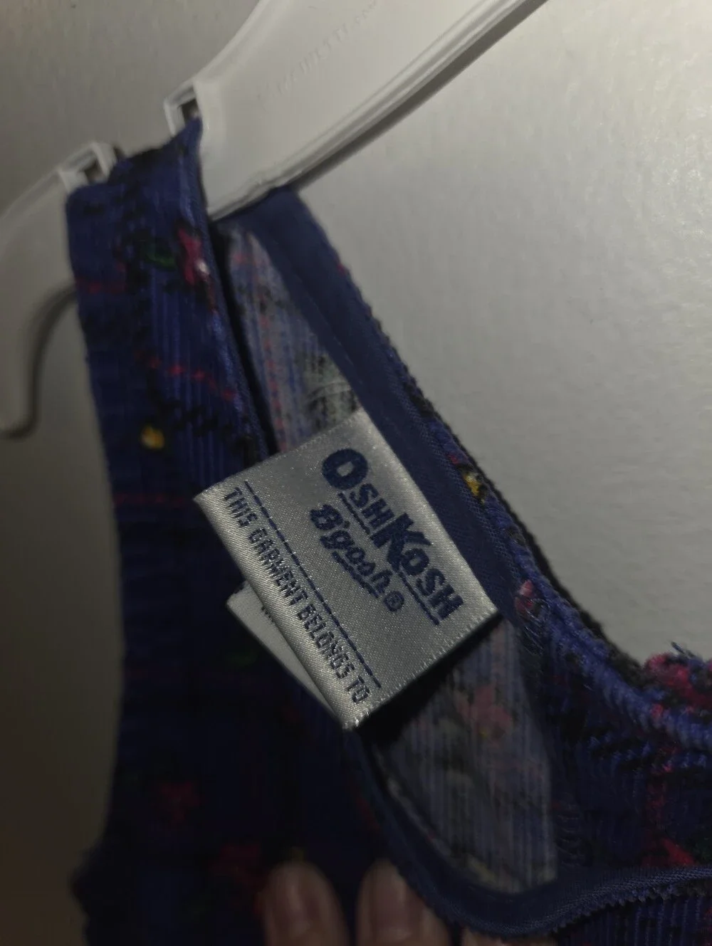 Oshkosh Vintage Purple Blue Plaid Dress with Pink Floral Accents 3t
